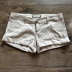 Y2K Abercrombie & Fitch White Khaki Chino Cuffed Shorts Low Rise Size 2